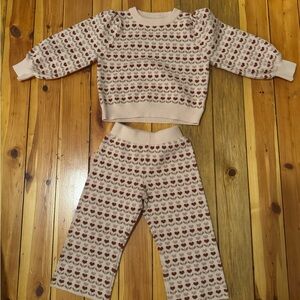 Rylee + Cru Cream and Red sweater set